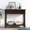 Aoxun Vintage Espresso Console Table with 2 Drawers & Shelf. Solid pine wood, compact design, perfect for entryway, living room, or study. - 2 of 3
