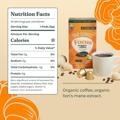 Four Sigmatic Focus Organic Dark Roast Nespresso Compatible Espresso Coffee Pods - 10ct