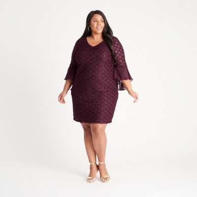 Women's Plus Elbow Sleeve Cocktail Dress - Connected Apparel