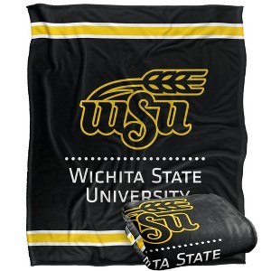 Wichita State University Primary Logo Stripes Silky 50x60 Blanket, 1 Sided - 1 of 4