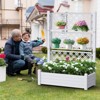 Infurnic Planters, Tall Garden Bed with Trellis and Wheels, Standing Planter Box for Flowers, Climbing Plants, Backyard, Gray, 43.43"*18.27"*64.29" - 2 of 4