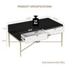 Vynxaria Modern Coffee Table - Black & White, 2 Drawers (Metal Glides), X-Shaped Metal Legs, MDF High-Gloss, 50LBS Top Capacity - 4 of 4