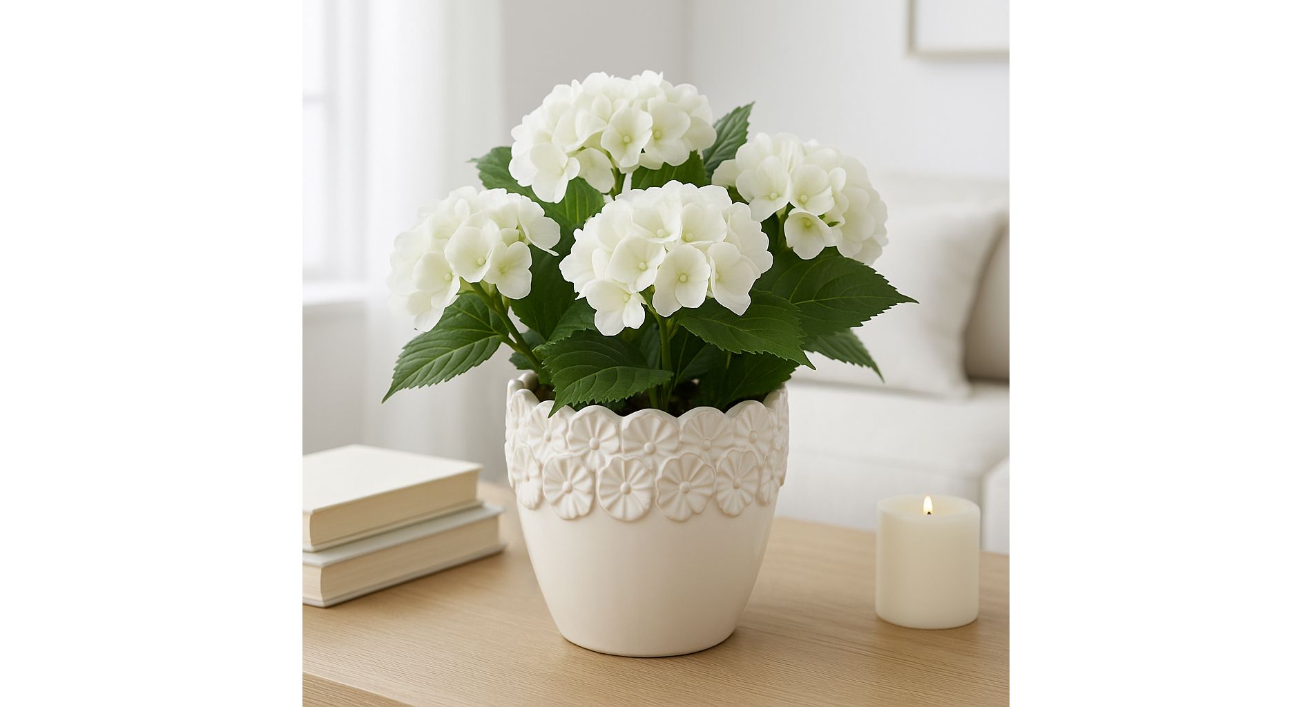 Stoneware Ceramic Planter with Embossed Floral Rim and Curved Edge Detailing for Decorative Display and Contemporary Accent Styling