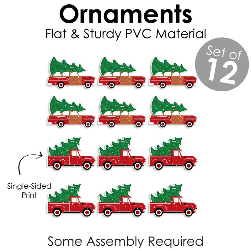 Big Dot of Happiness Merry Little Christmas Tree - Red Truck and Car Christmas Party Decorations - Christmas Tree Ornaments - Set of 12, 6 of 10