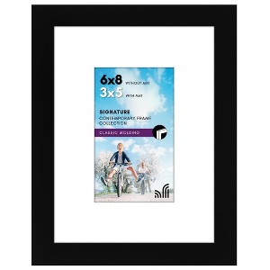 Americanflat 6x8 Picture Frame - Use as 3x5 Frame with Mat or Display 6x8 Photo Without Mat - Signature Collection - Picture Frames Black - 1 of 1