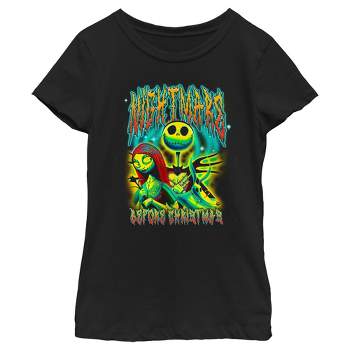Girl's The Nightmare Before Christmas Colorful Metal Poster T-Shirt