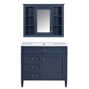 Tramull Modern Bathroom Vanity Set with Mirror, Soft Close Doors & Drawers, Storage Cabinet for Single Sink - 1 of 4