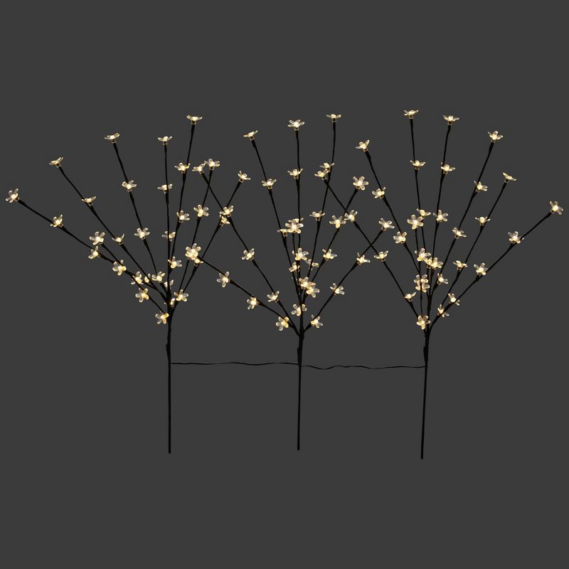 Northlight Set of 3 Pre-Lit Cherry Blossom Artificial Tree Branches 2.5' - Warm White LED Lights, 1 of 8