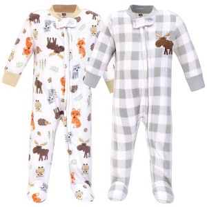 Hudson Baby Boy Baby Fleece Zipper Sleep and Play 2pk, Woodland - 1 of 1