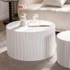 Wood Round Nesting Coffee Table Set of 2 with Handcrafted Relief and Modern Design, No Assembly Required - 4 of 4