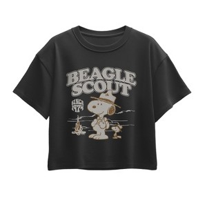Girls' - Peanuts - Scout Fire Short Sleeve Boxy Graphic T-Shirt - 1 of 3