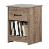 HomeStock 1-Drawer Nightstand with Open Storage Space Weathered Oak Tassio - 2 of 4