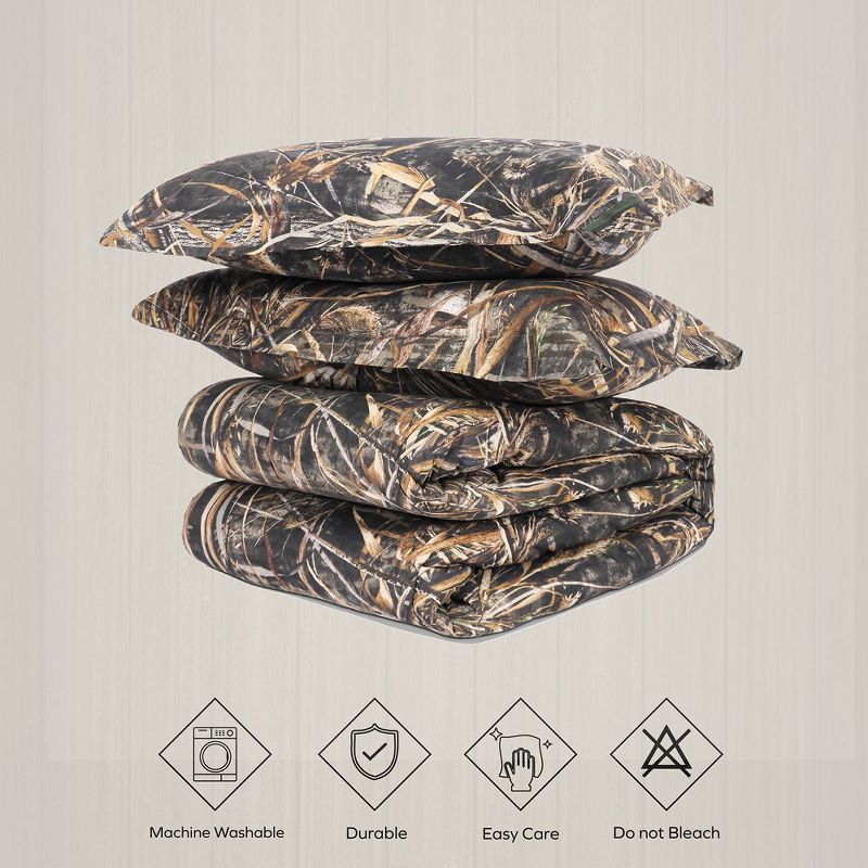 Realtree Max-5 Camo Comforter Set, Premium Polycotton Fabric, Camouflage Bed Set Full, Super Soft 3-Piece Forest Bedding Set Hunting & Outdoor, 3 of 8