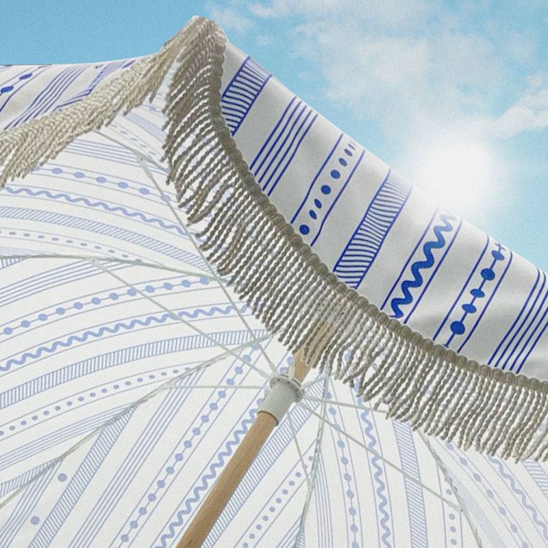 MINNIDIP 7&#39; x 6.5&#39; Beach Umbrella - Nautical Stripes, 3 of 4