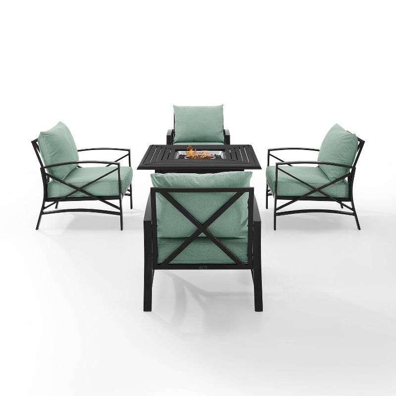 Crosley 5pc Kaplan Outdoor Patio Conversation Set with Dante Fire Table & 4 Arm Chairs, 3 of 16