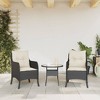 vidaXL Patio Chairs with Cushions 2 pcs Black Poly Rattan - 3 of 4