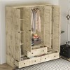 FUFU&GAGA 4-Door Wardrobe in Woodgrain Finish with Hanging Rail and 5 Drawers Armoire - 2 of 4