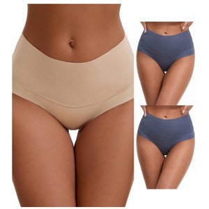 INSPIRE CHIC Women's High Waist Tummy Control Full Coverage Briefs Breathable Panties 3 Packs - 1 of 4