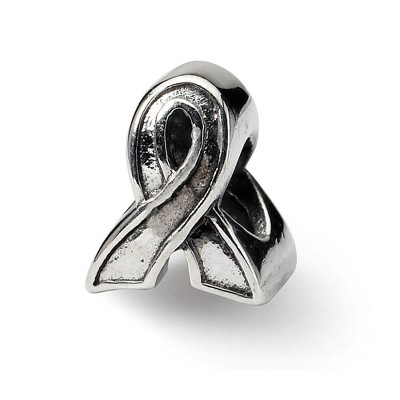 Black Bow Jewelry Sterling Silver Awareness Ribbon Bead Charm