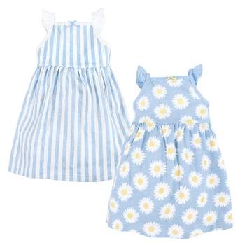 Hudson Baby Infant Girl Cotton Dresses, Blue Daisy