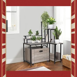 Garvee Litter Box Enclosure Cat Tree with 6 Storage Shelves and Pullable Tray – Large Hidden Cat Litter Box Furniture - 1 of 4