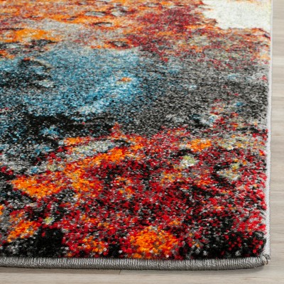 Abstract Glacier Blue 36" Square Synthetic Easy-Care Area Rug