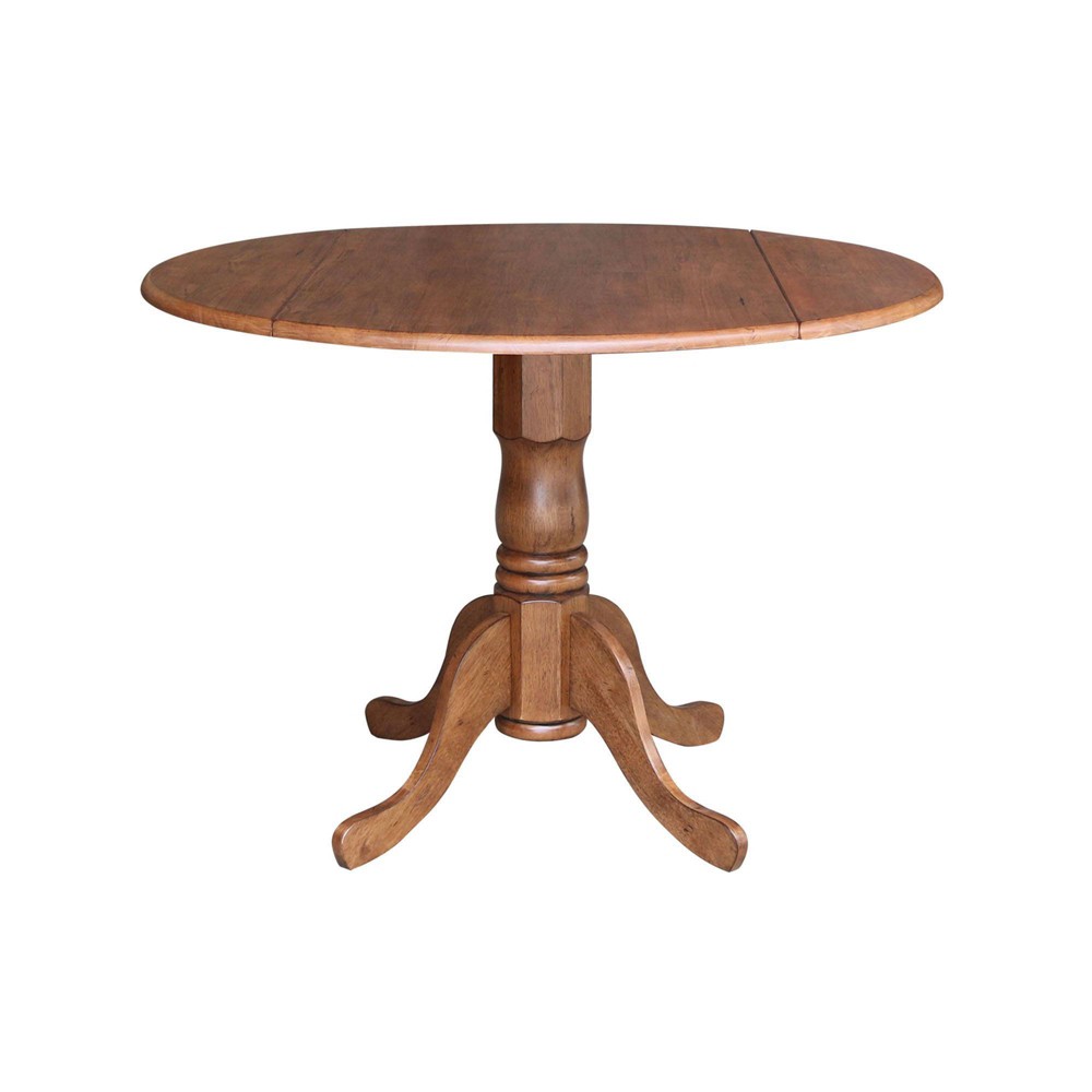 Photos - Dining Table 42" Mason Round Dual Drop Leaf Extendable  Distressed Oak - In