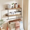 2 In 1 Heavy Duty Industrial Pipe Clothes Rail Floating Wall Mounted Hanging Display Closet Storage Shelf for Bedroom Laundry Room - 2 of 4