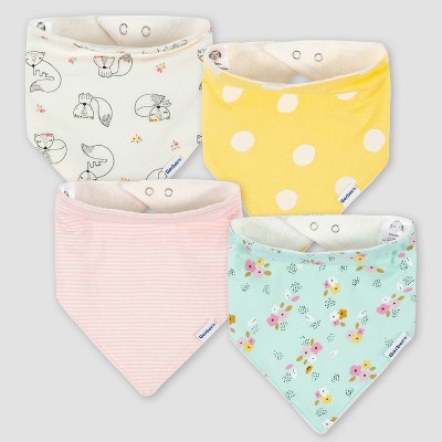  Gerber Baby Girls' 4pk Fox Bandana Bib - Blue 