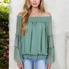 Anna-Kaci Women's Off-Shoulder Bell Sleeve Top with Textured Dobby Pattern - 4 of 4