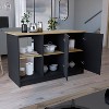 APRILSOUL Black and Dark Walnut Kitchen Island with 4 Open Shelves, 2 Cabinets, Easy-Assembly Modern Prep Station - 2 of 4