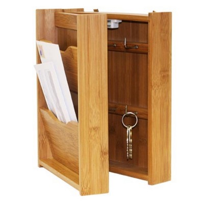 Home Basics Bamboo Letter Rack with Key Box, Natural