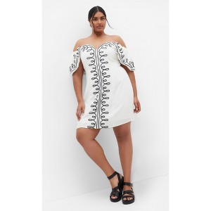 Women's Plus Size Hana Embroidered Dress - ivory | CITY CHIC - 1 of 4