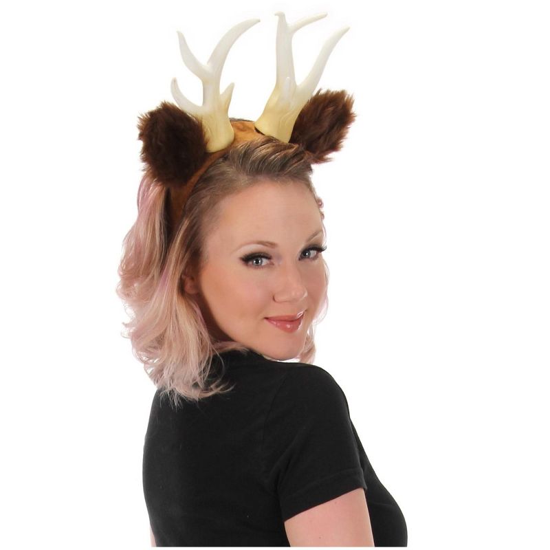 HalloweenCostumes.com    Adult's Deer Antlers with Ears Headband, Brown, 1 of 3