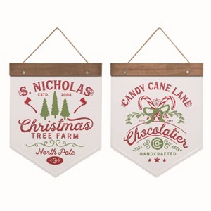 Transpac Metal Christmas Hanging Pennant Set of 2 Christmas Home Decorations - 1 of 1