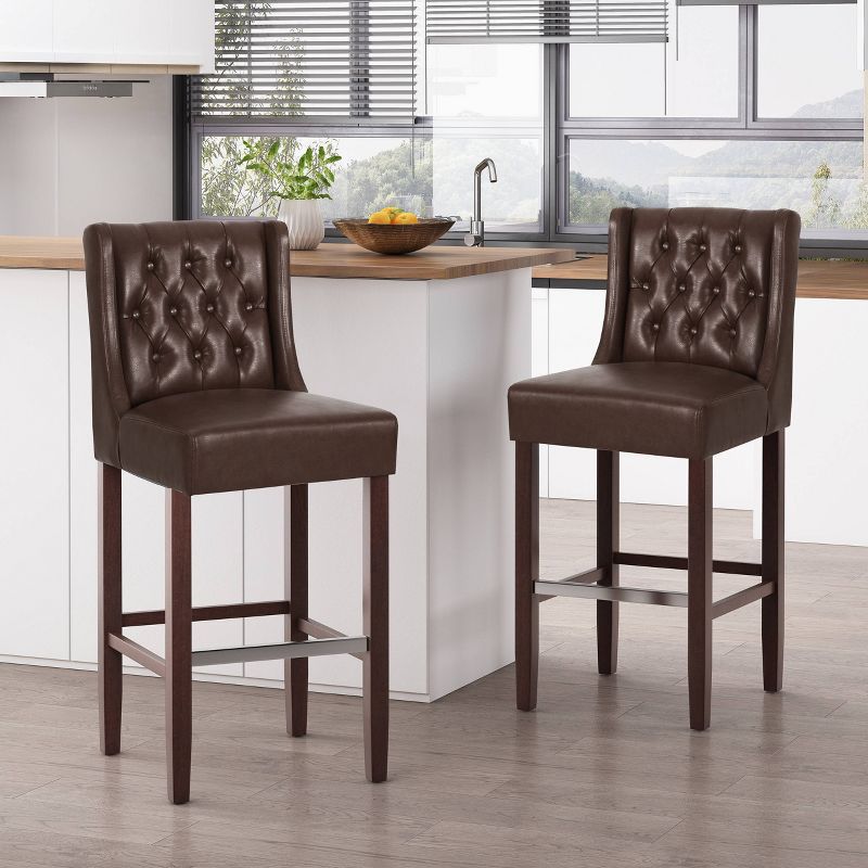 Set of 2 Bayliss Contemporary Wingback Barstools - Christopher Knight Home, 3 of 10