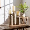 Hammered Bronze Metal Candle Holder (Set of 3) - 2 of 4