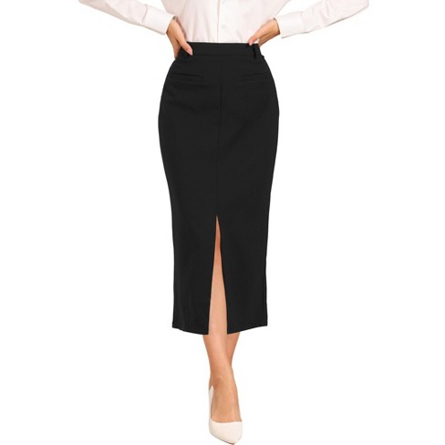 INSPIRE CHIC Women s High Waist Work Office Slit Maxi Pencil Skirts Black X Small