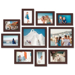 Americanflat Set of 10 Picture Frames with Shatter-Resistant Glass - Gallery Wall Frame Set with Two 8x10 Frames - Signature Collection - Mahogany - 1 of 4