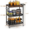 Microwave Kitchen Cart with Push Handle, 3 Tier Rolling Cart with 2 Lockable Wheels - 4 of 4