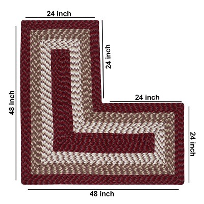 Burgundy Stripe Synthetic Braided Oval Rug 24" x 48" Reversible