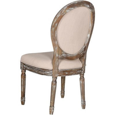Holloway Beige Linen Upholstered Side Chair with Rustic Oak Frame (Set of 2)