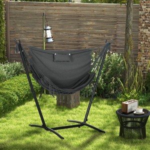 PAGED Swing Chair Outdoor with Stand, Outdoor Hammock Swing Hanging Lounge Chair with Side Pocket and Headrest - 1 of 4