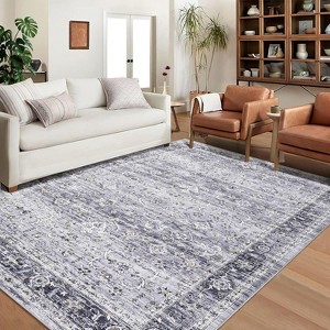 Washable Vintage Oriental Rug, Non-Slip and Stain Resistant Rug, Vintage Floral Embossed Low Pile Rug for Living Room, Dining Room, Bedroom - 1 of 4