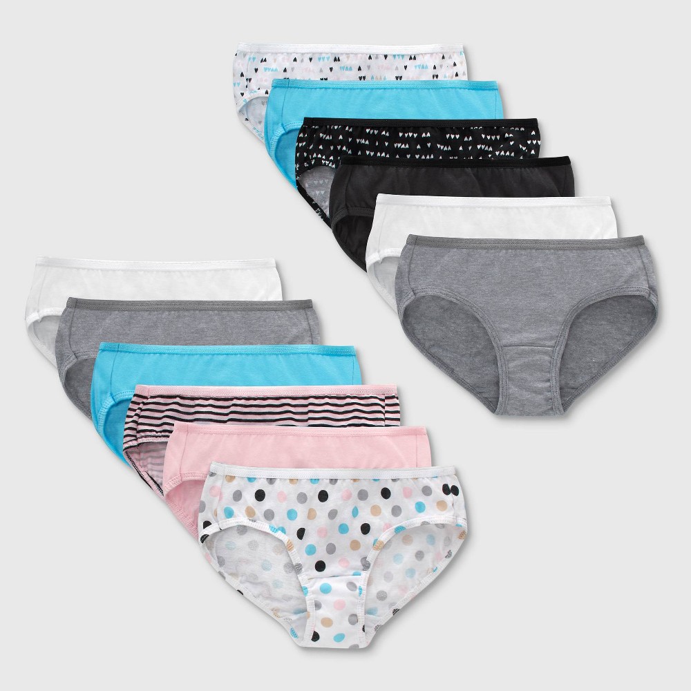 Hanes Girls' 12pk Hipster - Colors May Vary 16: Tagless, Breathable, Mid Rise, Pull-On, Solid Pattern