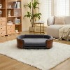 ORRD Scandinavian Elevated Pet Sofa Bed with Solid Wood Legs, Washable Velvet Cushion for Cats and Dogs, Large Size - 2 of 4