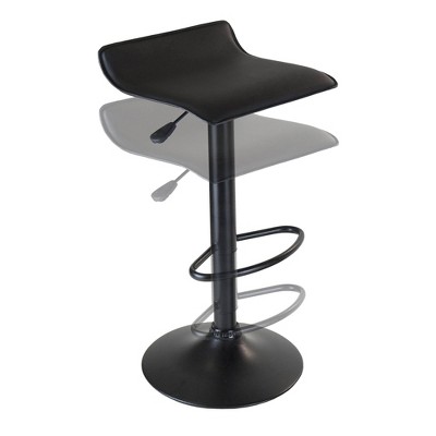 Adjustable Black Leather Swivel Bar Stool - Set of 2