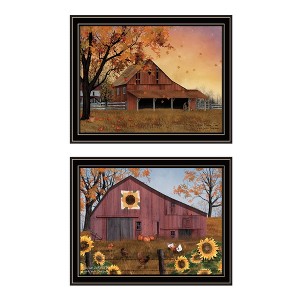 2Piece Vignette Apple Picking time, Sunflower Quilt Barn Black Framed Wall Art for Living Room,for Home Decor by Billy Jacobs - 1 of 4