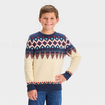 Boys' Holiday Fair Isle Pullover Sweater - Cat & Jack™ Cream