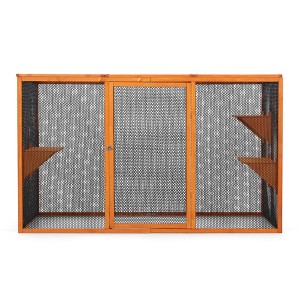 FURNIinspire Pet Crates and Houses,  Removable Cat Cage, A Waterproof Roof and Three Jumping Platforms, Adjustable, Orange, 70.9"*31.5"*42.5" - 1 of 4